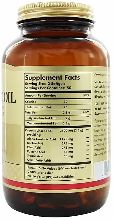 Flaxseed Oil 1250 mcg Dietary Supplement - Solgar Flaxseed Oil — photo N2