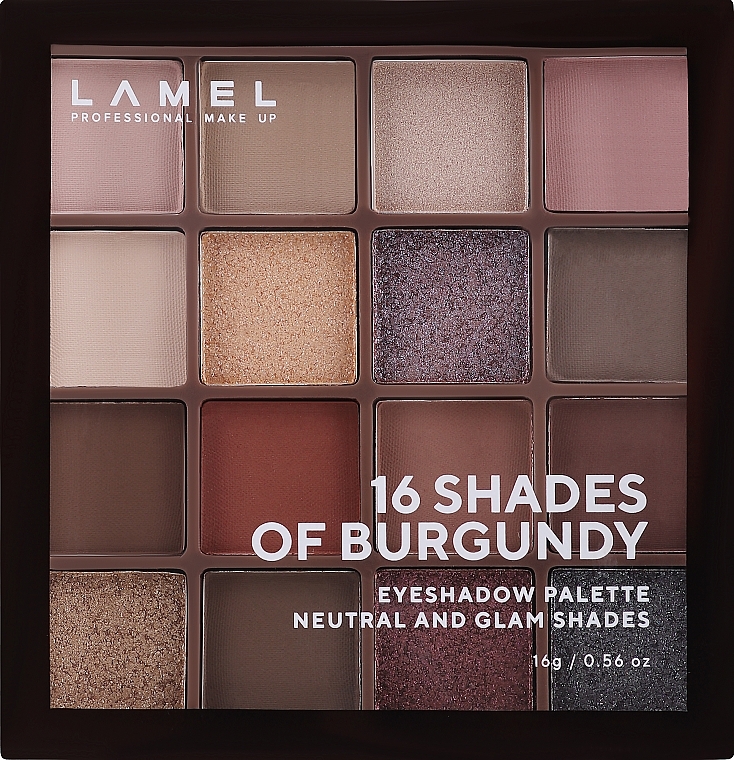 Eyeshadow Palette - LAMEL Make Up Eyeshadow 16 Shades Of Burgundy Palette — photo N6