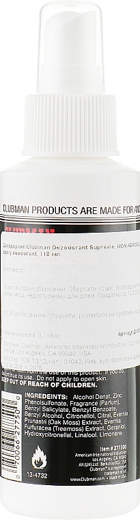 Non-Aerosol Deodorant Spray - Clubman Supreme Non-Aerosol Deodorant Spray — photo N12