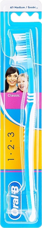 Toothbrush, 40 medium, dark blue - Oral-B 1 2 3 Classic 40 Medium — photo N1