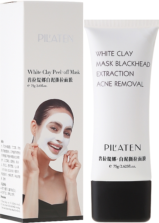 Face Mask "White Clay" - Pilaten White Clay Mask Blackhead Extraction Acne Removal — photo N3