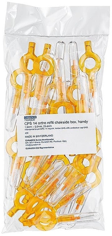 Brush Set 'Ortho Refill', CPS 14 and holders, UHS 409, yellow - Curaprox — photo N1