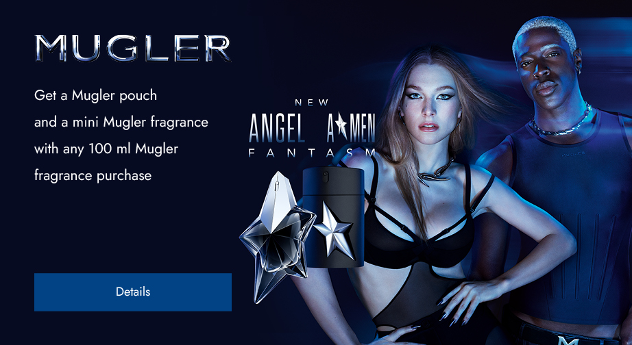 Get a Mugler pouch and a mini Mugler fragrance with any 100 ml Mugler fragrance purchase