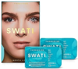 Colored Contact Lenses "Turquoise", 1 month - Swati 1-Month Blue Green Coloured Lenses — photo N1