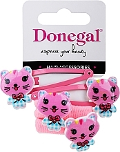 Fragrances, Perfumes, Cosmetics Hair Clip & Tie Set, FA-5663+1, pink + pink with cats - Donegal