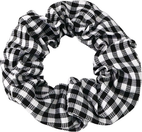 Scrunchie, black with small checkered pattern - Lolita Accessories — photo N1