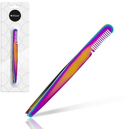 Thin Tweezers with Comb, multicolor - Silcare — photo N1