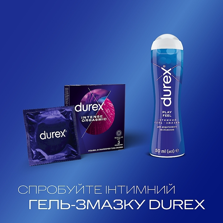 Ribbed & Dotted Condoms with Stimulating Gel, 3 pcs - Durex Intense Orgasmic — photo N5