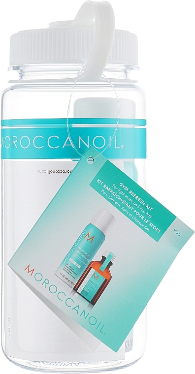 Light and thin Hair Gift Set - MoroccanOil Gym Refresh Kit (dry/shm/65 ml + oil/25 ml + bottle) — photo N1