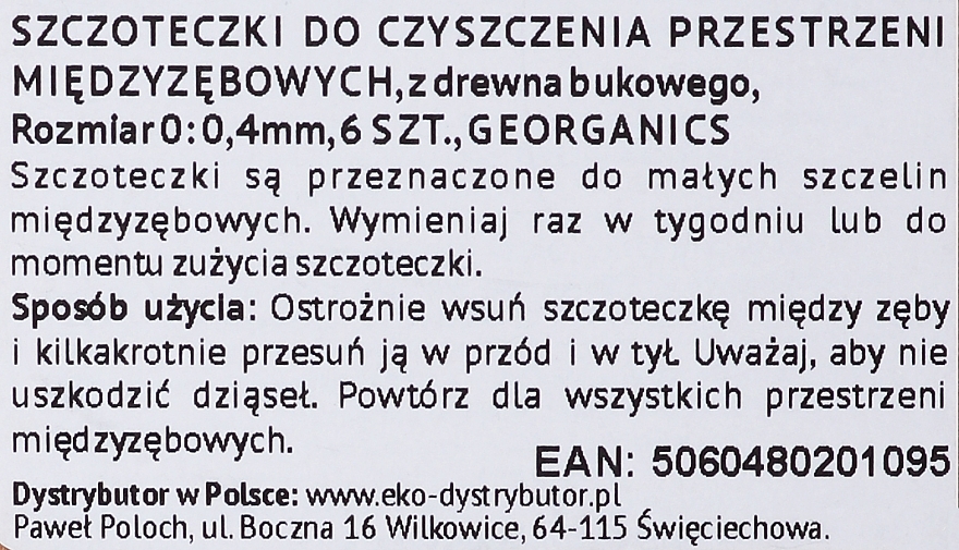 Interdental Brushes, 0.4 mm - Georganics Beechwood Interdental 6 Brushes ISO 0 (0.4mm) — photo N14