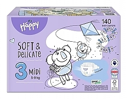 Baby Diapers 5-9 kg, size 3 Midi, 140 pcs - Bella Baby Happy Soft & Delicate — photo N1