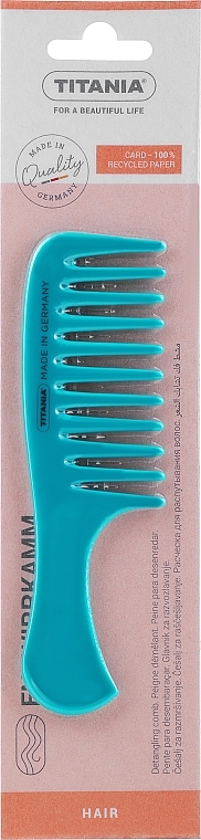 Comb with Handle 14.5 cm, turquoise - Titania — photo N1