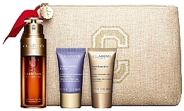 Fragrances, Perfumes, Cosmetics Set - Clarins Double Serum & Nutri-Lumiere (ser/50ml + n/cr/15ml + d/cr/15ml + eye/ser/0/9ml + pouch)