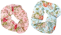 Hair Ties with Floral Print, 23989, pink + blue - Top Choice — photo N1