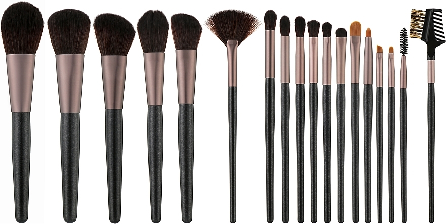Makeup Brush Set, 18 pcs - Tools For Beauty MiMo Makeup Brush Black Set — photo N1