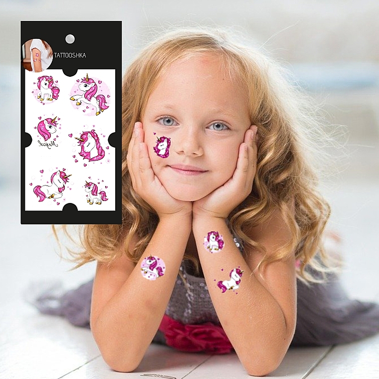 Kids Temporary Tattoo Set "Pink Unicorn" - Tattooshka — photo N4