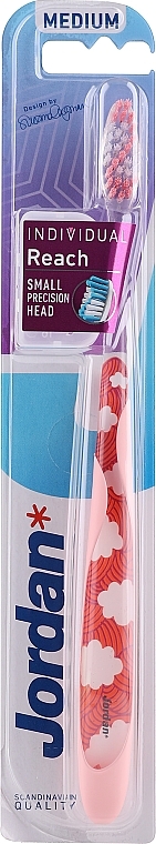 Medium Toothbrush, with protective cap, pink with clouds - Jordan Individual Reach Toothbrush — photo N1