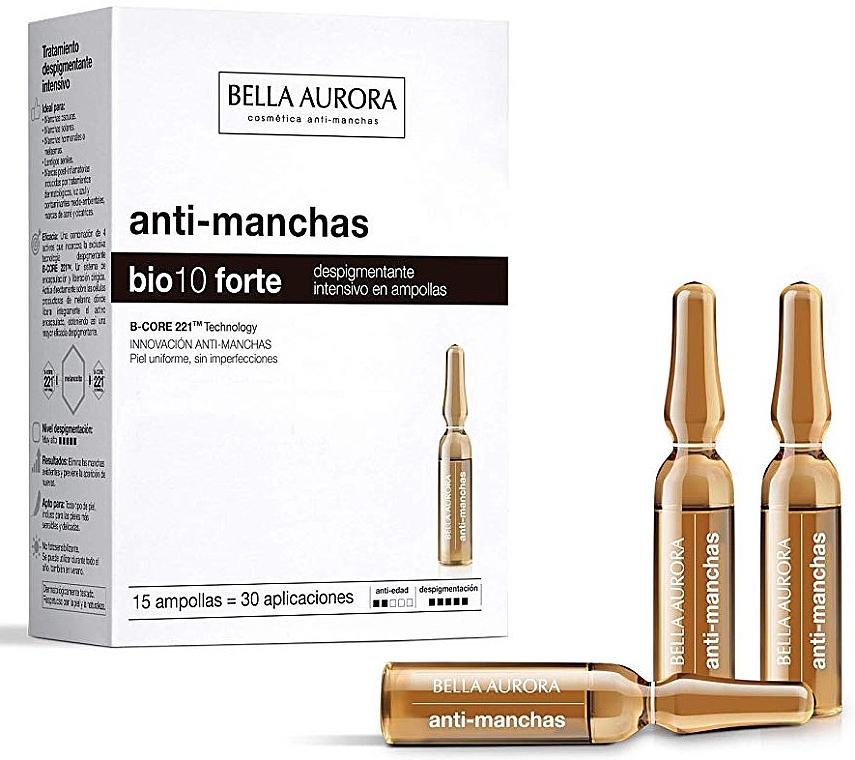 Face Ampoule - Bella Aurora Bio10 Forte Intensive Depigmenting Ampoules — photo N1