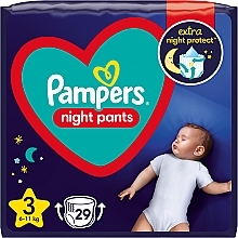 Night Nappy Pants, size 3 (6-11 kg), 29 pcs - Pampers — photo N1