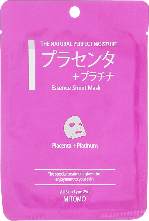 'Placenta+Platinum Nano-Particles' Sheet Face Mask - Mitomo Essence Sheet Mask Placenta + Platinum — photo N1