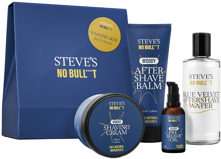 Steve's No Bull***t Blue Velvet - Set (oil/aft/sh/50ml + sh/cr/100ml + aft/sh/balm/100ml + aft/sh/water/100ml) — photo N1