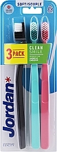 Fragrances, Perfumes, Cosmetics Soft Toothbrush, black + turquoise + pink - Jordan Clean Smile Soft