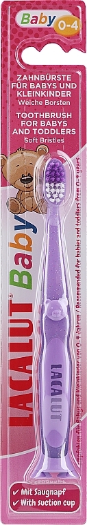 Baby Toothbrush with Teddy Bear, 0-4 years old, purple - Lacalut Baby Toothbrush For Babies & Toddlers — photo N1