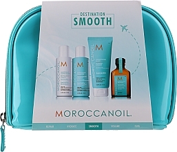 Fragrances, Perfumes, Cosmetics Set - Moroccanoil Smooth & Sleek Travel Kit (shm/70ml + cond/70ml + mask/75ml + oil/25ml + bag)