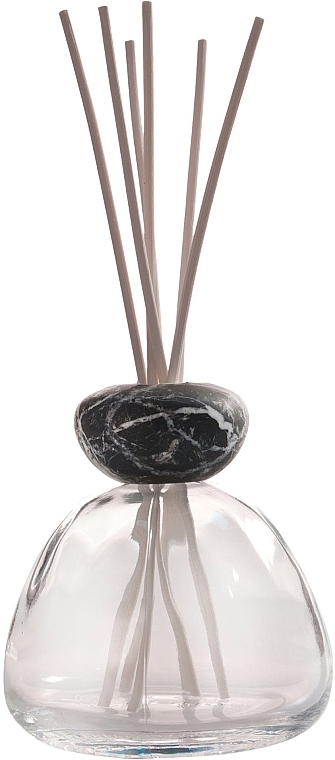 Fragrance Diffuser without Filling, 400 ml, black lid - Millefiori Milano Marble Glass Clear Diffuser Black Cap — photo N2