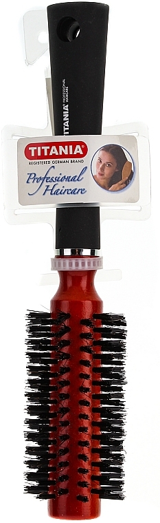 Round Hair Brush with Rubber Handle, medium, 25x7x5 cm - Titania — photo N1