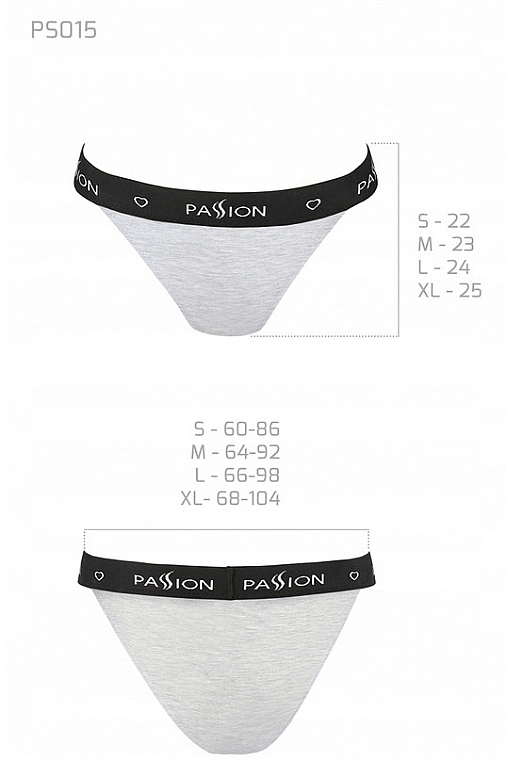 Cotton Tanga Panties with Wide Elastic Band PS015, grey - Passion — photo N2