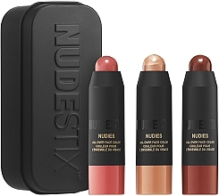 Fragrances, Perfumes, Cosmetics Set - Nudestix Mini Nudies Blush, Bronze, Glow Kit (blush/3 x 1.8g + box)