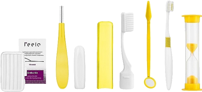 Orthodontic Set in Cosmetic Bag, yellow - Feelo Ortho Kit — photo N2