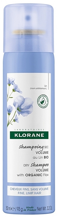 Dry Shampoo with Linen for Thin Skin - Klorane Volume Fine Hair With Organic Flax — photo N1