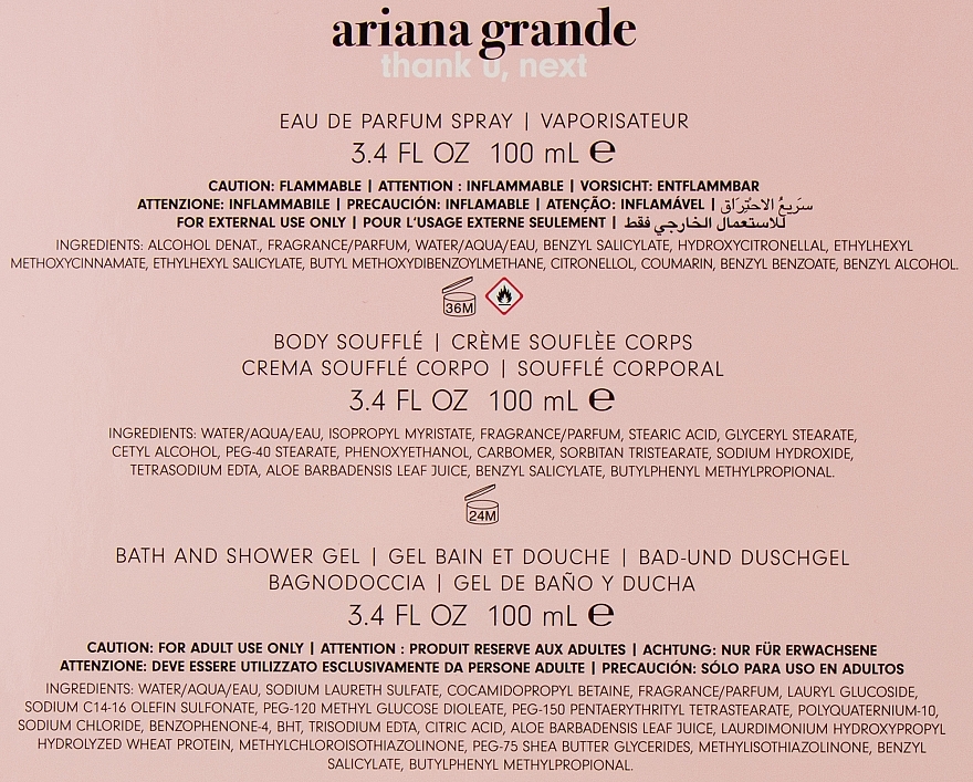 Ariana Grande Thank U, Next - Set (edp/100ml + b/lot/100ml + sh/gel/100ml)  — photo N4