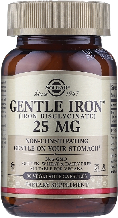 Dietary Supplement "Gentle Iron", 25 mg - Solgar Gentle Iron — photo N1