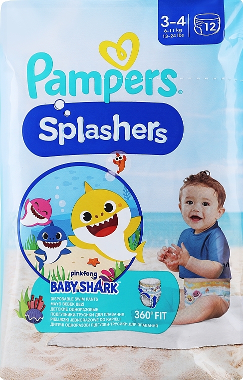 Swim Shorts, size 3-4 (6-11 kg), 12 pcs - Pampers Splashers — photo N3