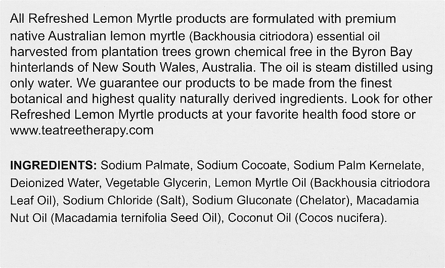 Lemon Myrtle Oil Natural, Refreshing, Plant-Based Soap - Tea Tree Therapy Natural Soap — photo N4