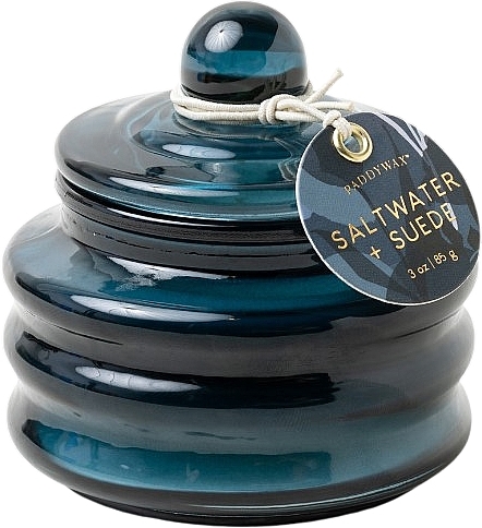 Scented Candle “Salt Water & Suede' - Paddywax Beam Glass Candle Navy Saltwater & Suede — photo N2