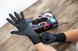 パウダーフリーニトリル手袋、黒、S、100枚 - Framar Midnight Mitts Nitrile Gloves Small	 — photo N4