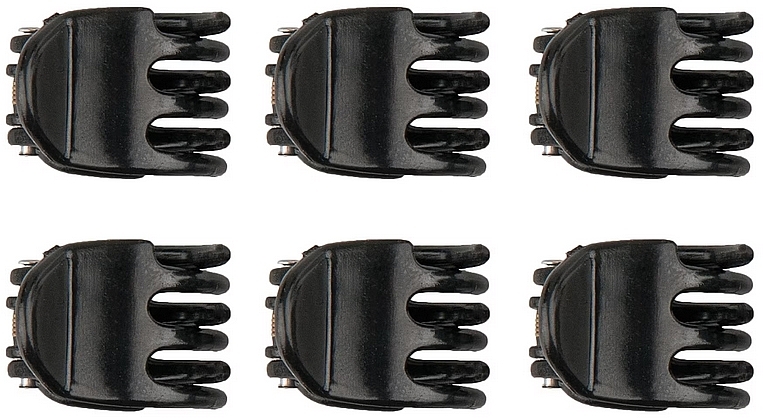 Plastic Claw Clips, small, 6 pcs., 2 cm, black - Titania — photo N2