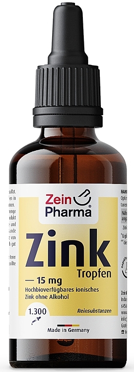 Zinc Food Supplement, 15 mg - ZeinPharma Zinc Drops — photo N2