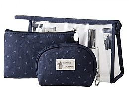 3in1 Cosmetic Bag Set, blue - Cosmetic Set 'Ecarla 3in1' (3 pcs) — photo N1