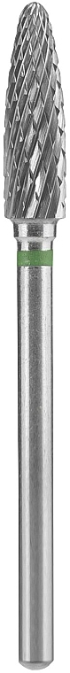 Carbide Nail Drill Bit 'Corn', green, diameter 4 mm, work part 14 mm - Staleks Pro Expert — photo N1