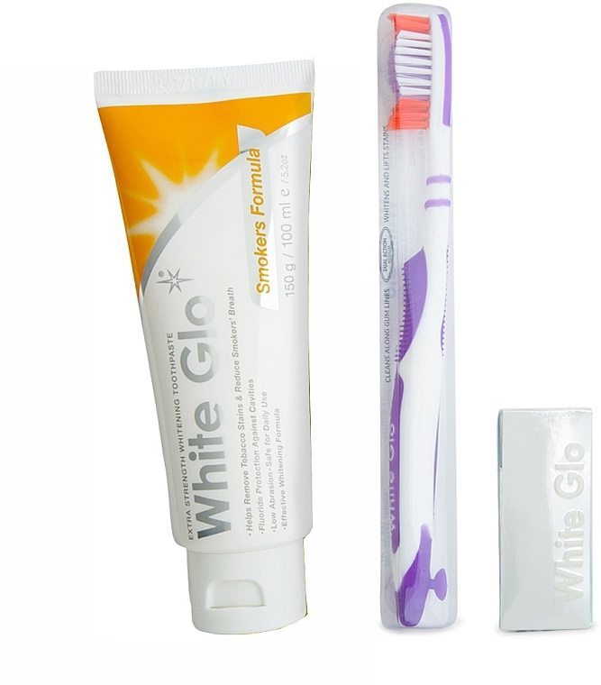 Set "For Smokers", purple toothbrush - White Glo Smokers Formula Whitening Toothpaste (toothpaste/100ml + toothbrush) — photo N3