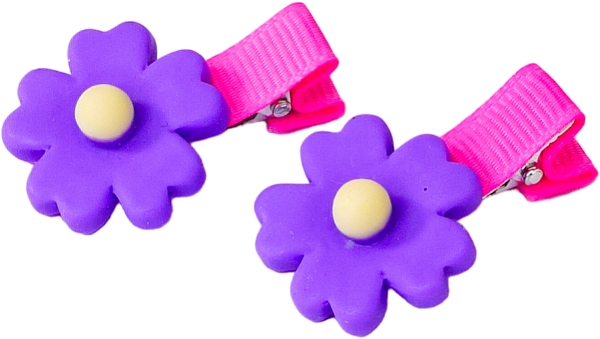 Hair Clip with Flower, purple - Lolita Accessories — photo N1