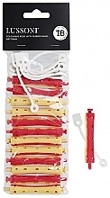 Hair Curlers O7x70 mm, red-yellow - Lussoni Cold-Wave Rods With Rubber Band — photo N1