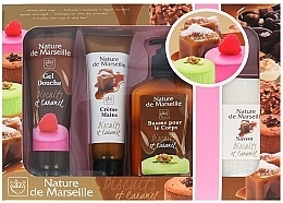 Fragrances, Perfumes, Cosmetics Set - Nature de Marseille Caramel (sh/gel 100ml +cr/60ml + balsam 150ml + soap 90g)