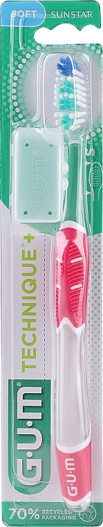 Technique+ Toothbrush, soft, pink - G.U.M Soft Compact Toothbrush — photo N1