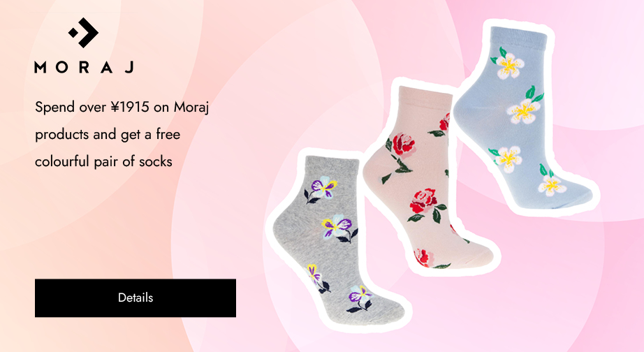 Spend over ¥1915 on Moraj products and get a free colourful pair of socks